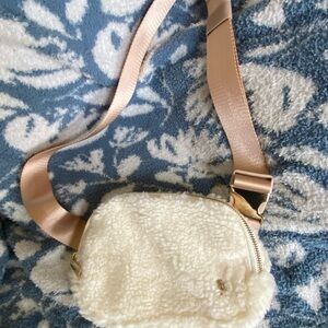Elegant Cream Sherpa Crossbody Bag